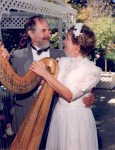 GL LC with harp at 10th Anniversary party in Atherton 9-94
