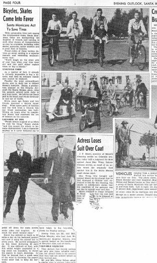 Sant Monica Evening Outlook roller skating article 1940s