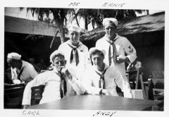 Bob Cashion and friends at cafe in Hawaii 1940s
