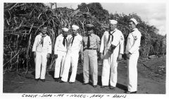 Bob Cashion and friends with sugar cane on Hawaii 1944