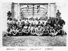 Bob Cashion and seabees at hangar in Hawaii 1940s