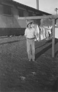 Bob Cashion with laundry on Hawaii 1940s