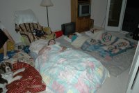 Kelly Shannon & Kayla sleeping at Carlsbad home 7-28-05