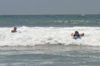 BDL Kelly Schureman boogie boarding at beach in Carlsbad 7-29-05