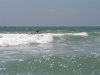 Kayla boogie boarding at beach in Carlsbad 7-29-05