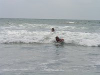 Kelly & Shannon boogie boarding at Carlsbad beach 7-30-05