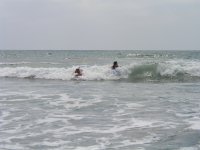 Shannon & Kelly boogie boarding at Carlsbad beach 7-30-05