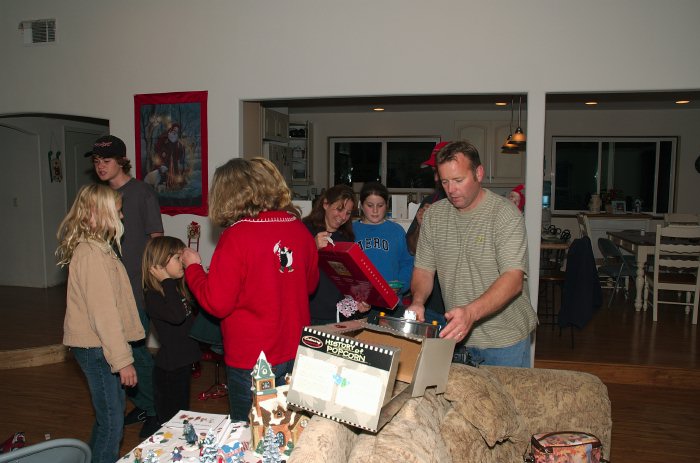 Opening Xmas gifts at Schuremans in Cameron Park 12-25-04