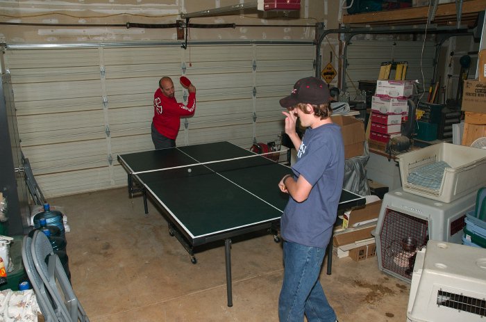 Steve and BDL playing ping pong at Scuremans-1 12-26-04