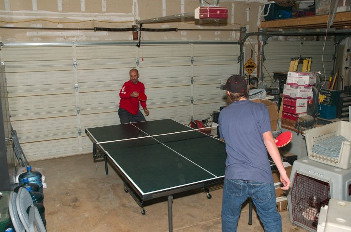 Steve and BDL playing ping pong at Scuremans-2 12-26-04