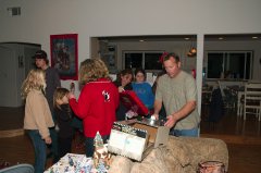 Opening Xmas gifts at Schuremans in Cameron Park 12-25-04