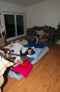 Kids sleeping on floor at Schuremans for Xmas-1 12-25-04