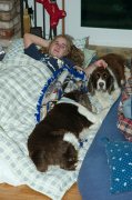 Kayla Sky and Jasmine in bed at Schuremans 12-26-04